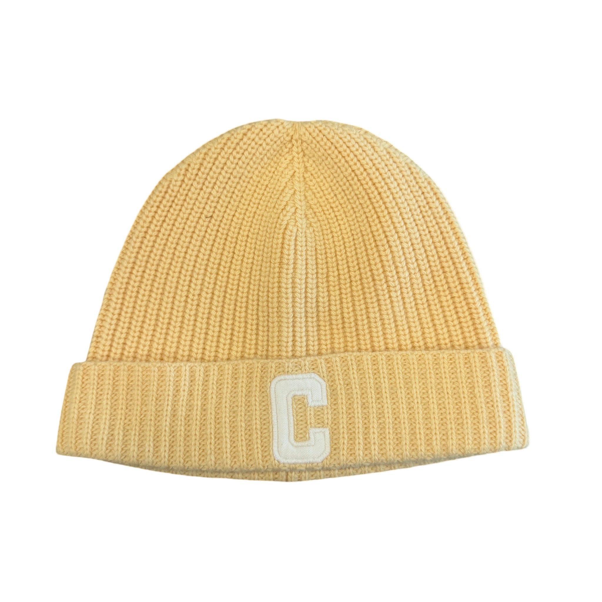 Celine Cashmere C Logo Beanie Yellow