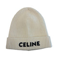 Celine Logo Knit Beanie Cream