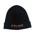 Celine Glitter Logo Knitted Beanie Black