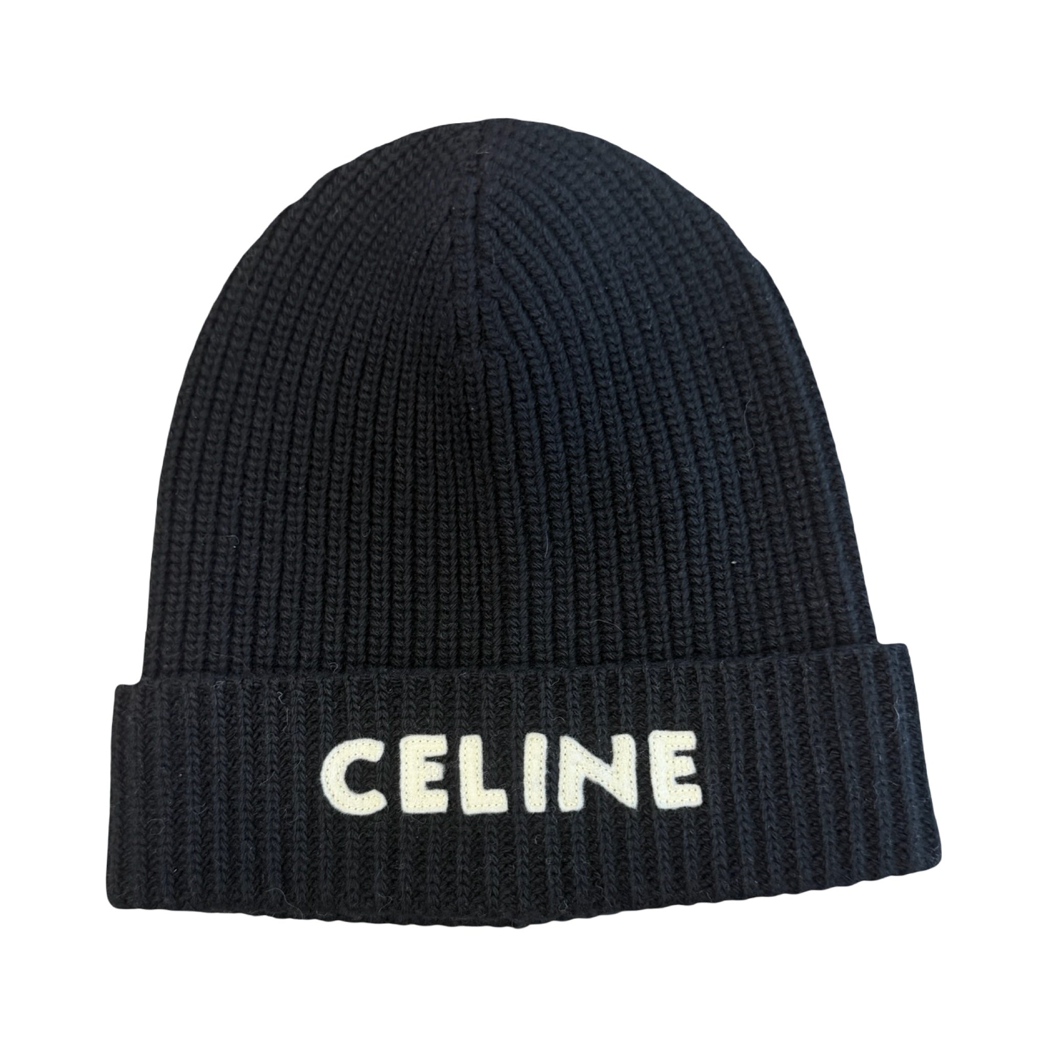 Celine Wool Logo Beanie Black