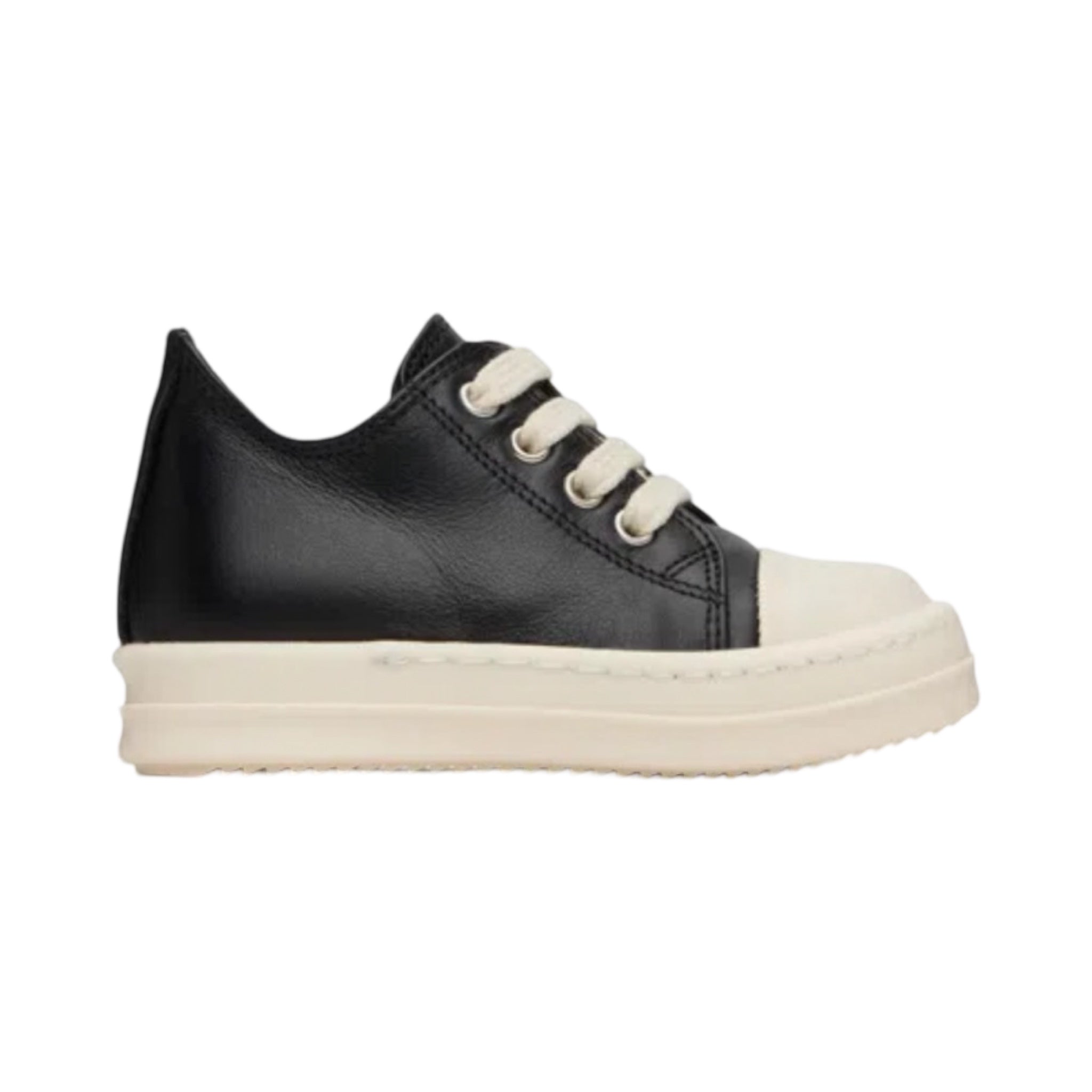 Rick Owens Leather Ramone Low Toddler Black/Milk