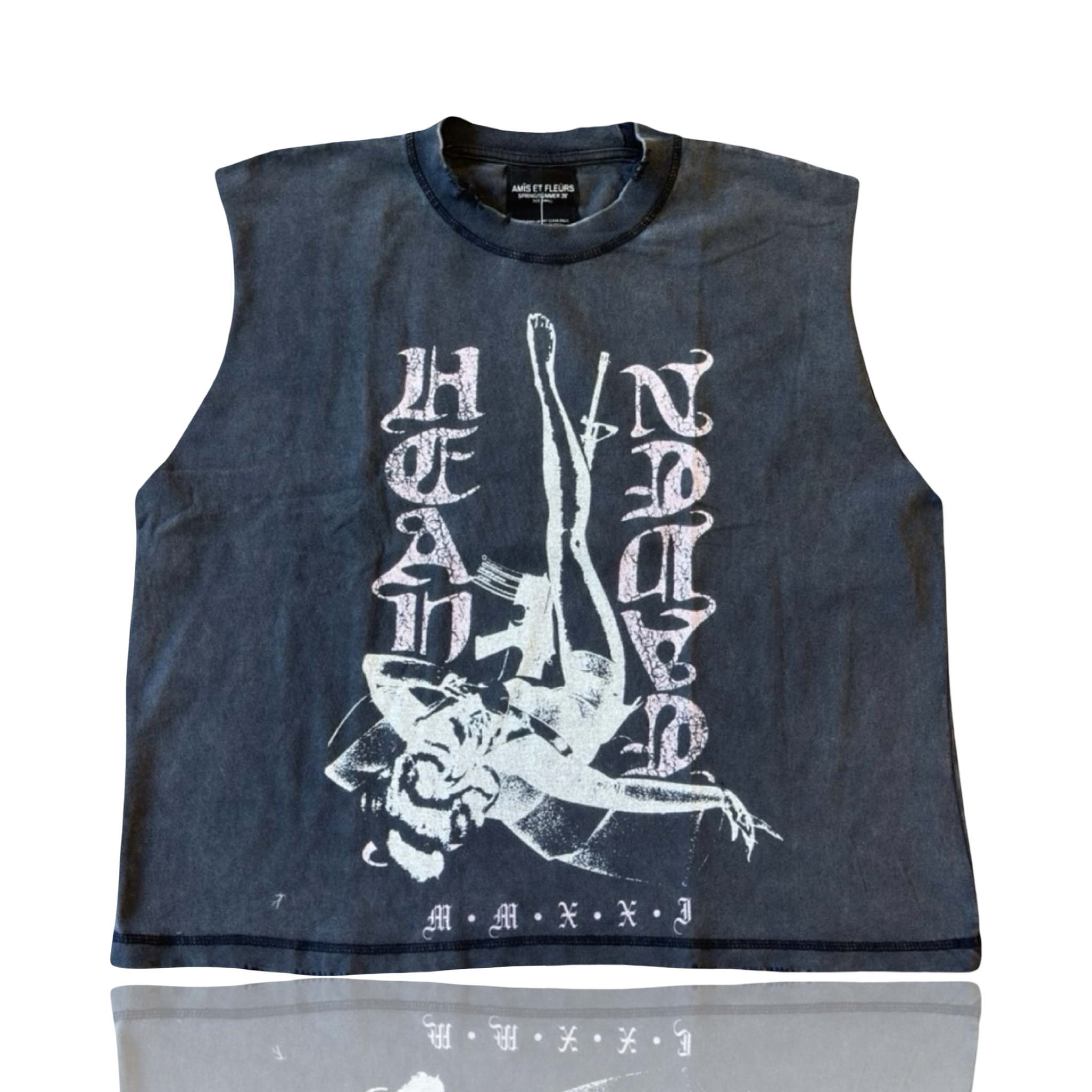 Amis Et Fleurs Heavenly Cut Off Tee Black