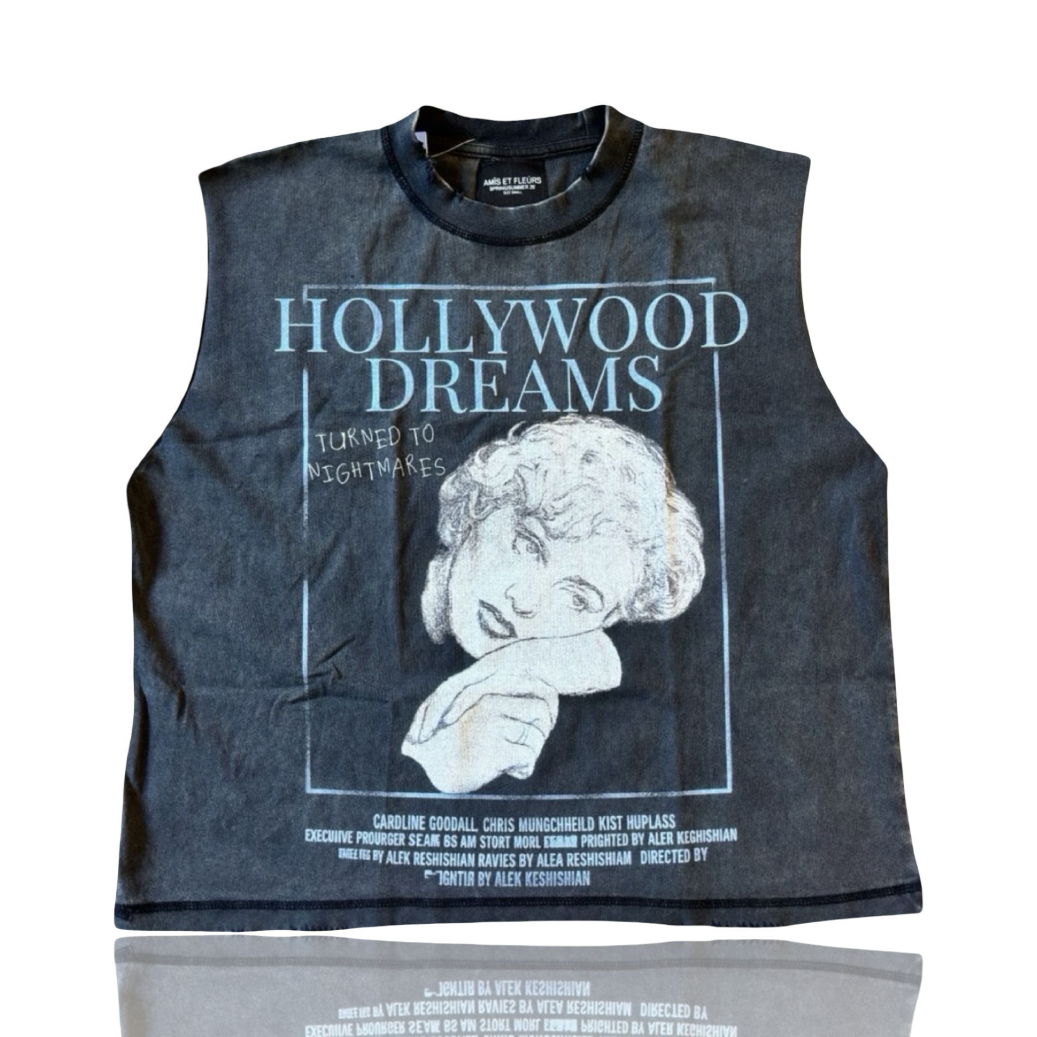 Amis Et Fleurs Hollywood Dream Cut Off Tee Black