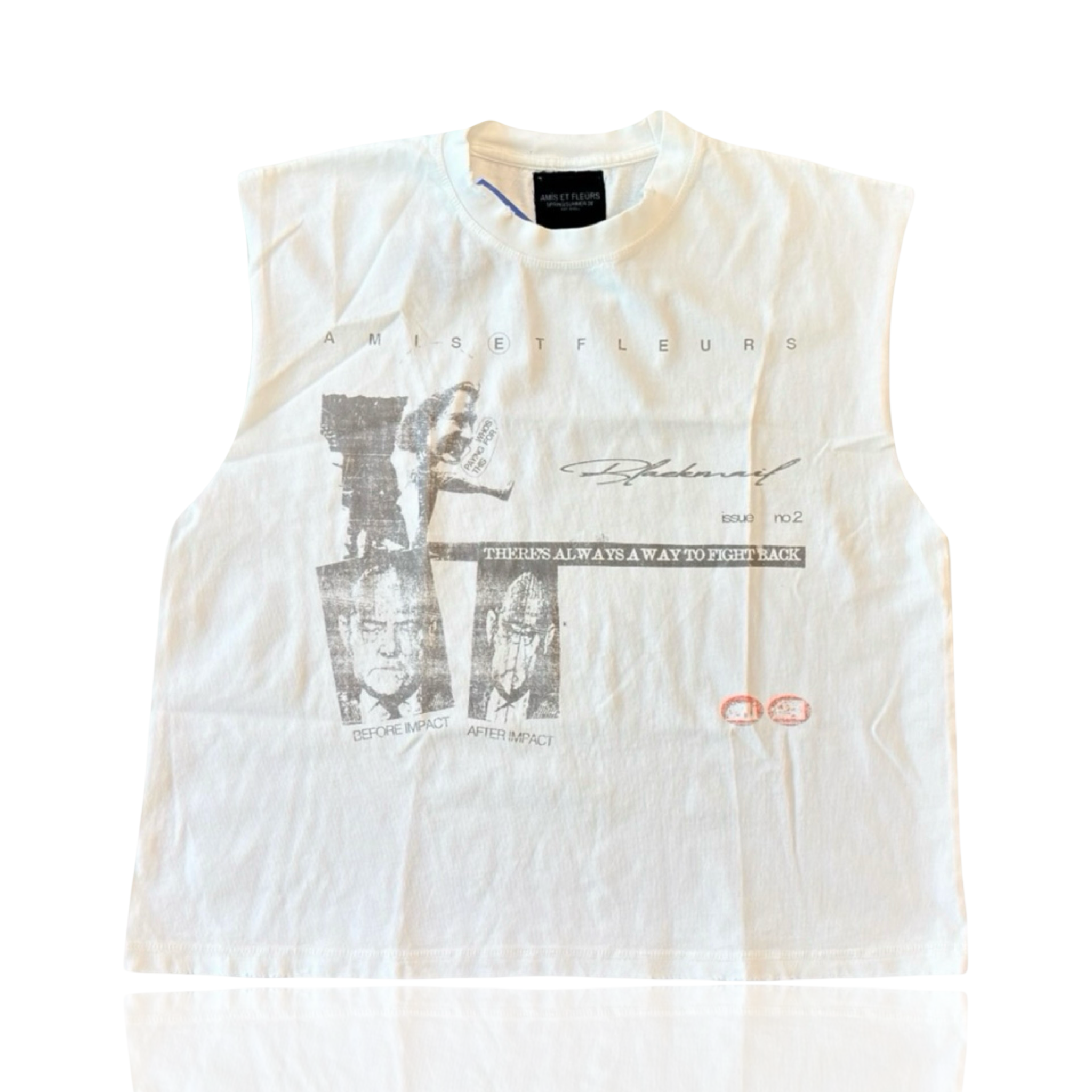 Amis Et Fleurs Impact Cut Off Tee White