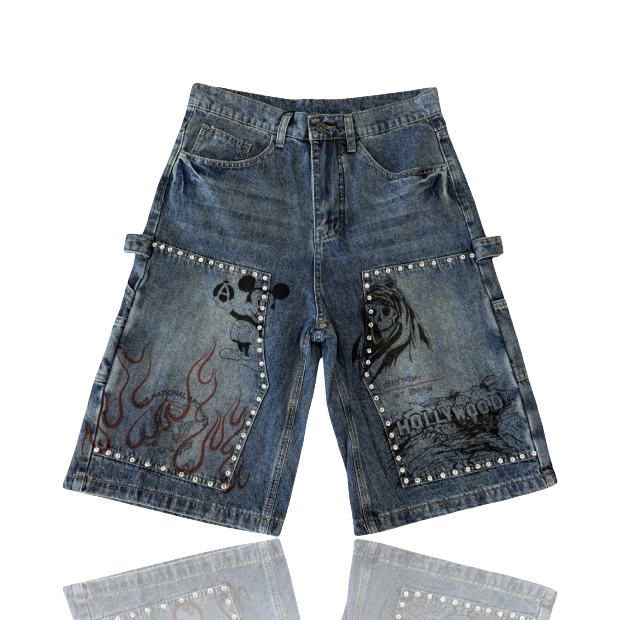 Amis Et Fleurs Studded Carpenter Jorts