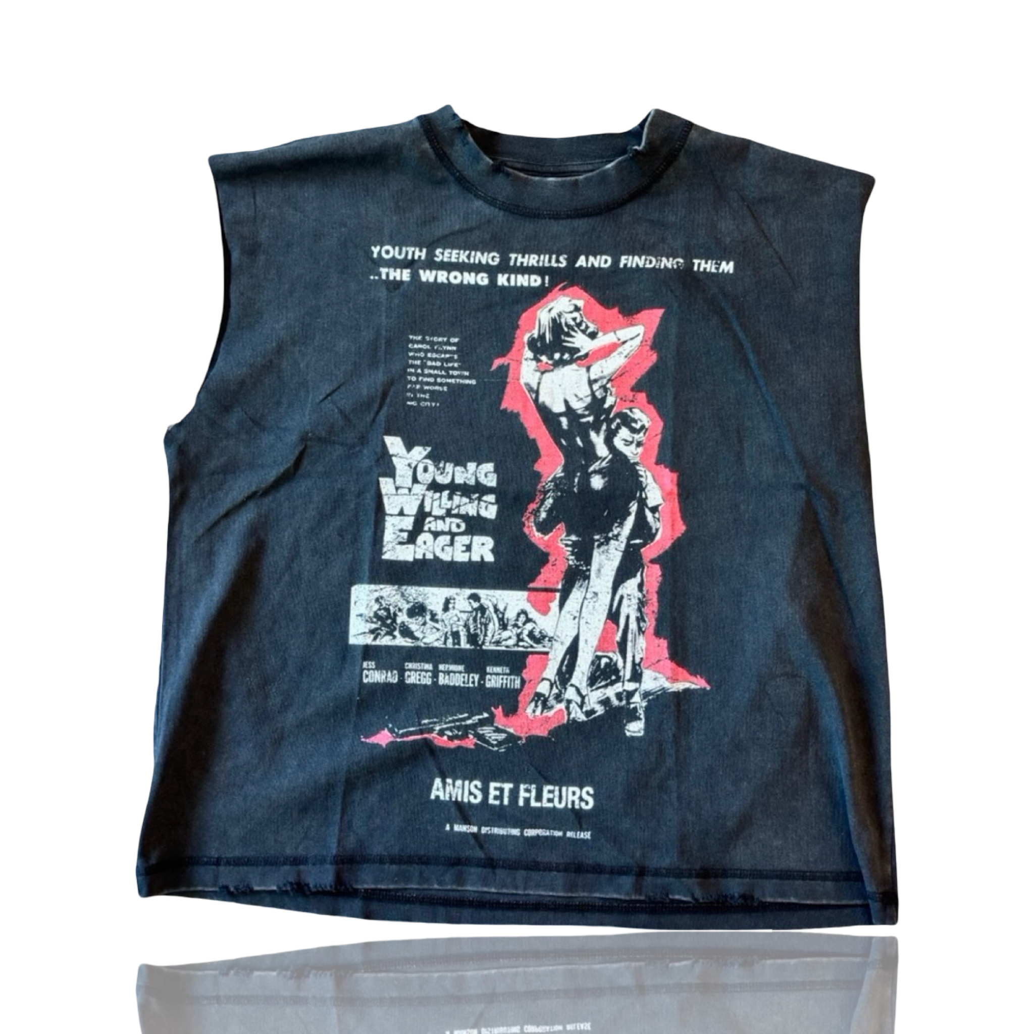 Amis Et Fleurs Young Willing & Eager Cut Off Tee Black