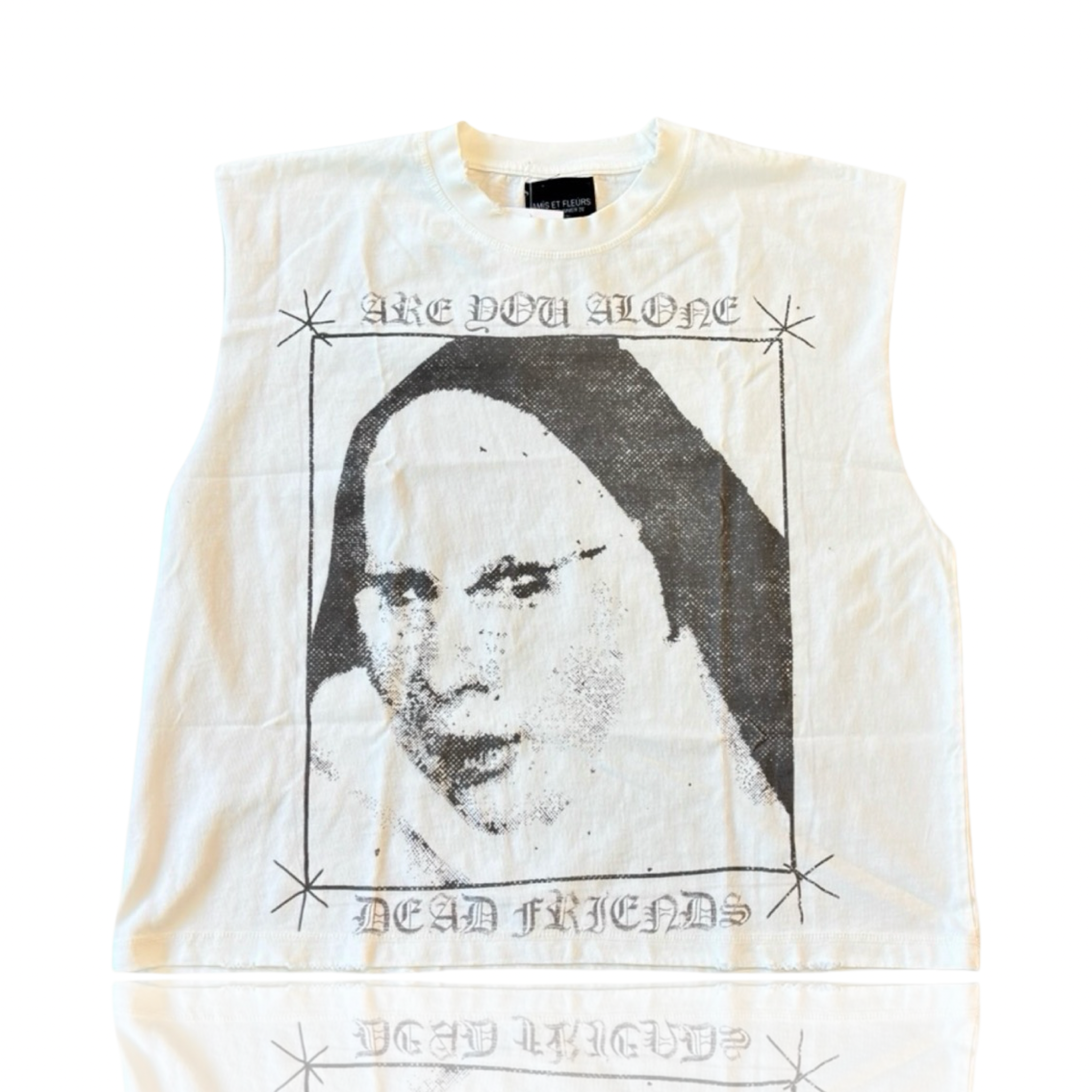 Amis Et Fleurs Loner Cut Off Tee White