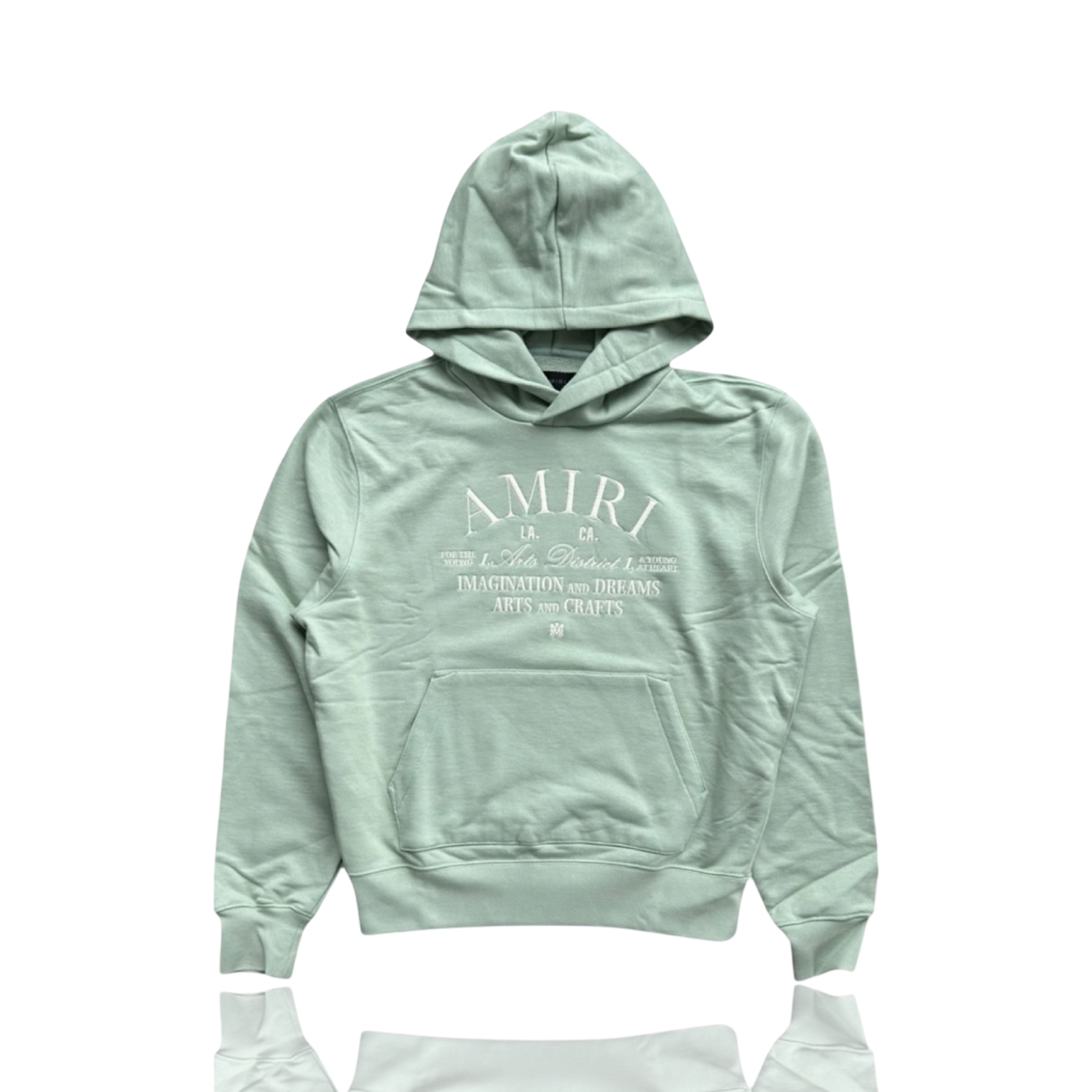Amiri Green & White District Logo Hoodie