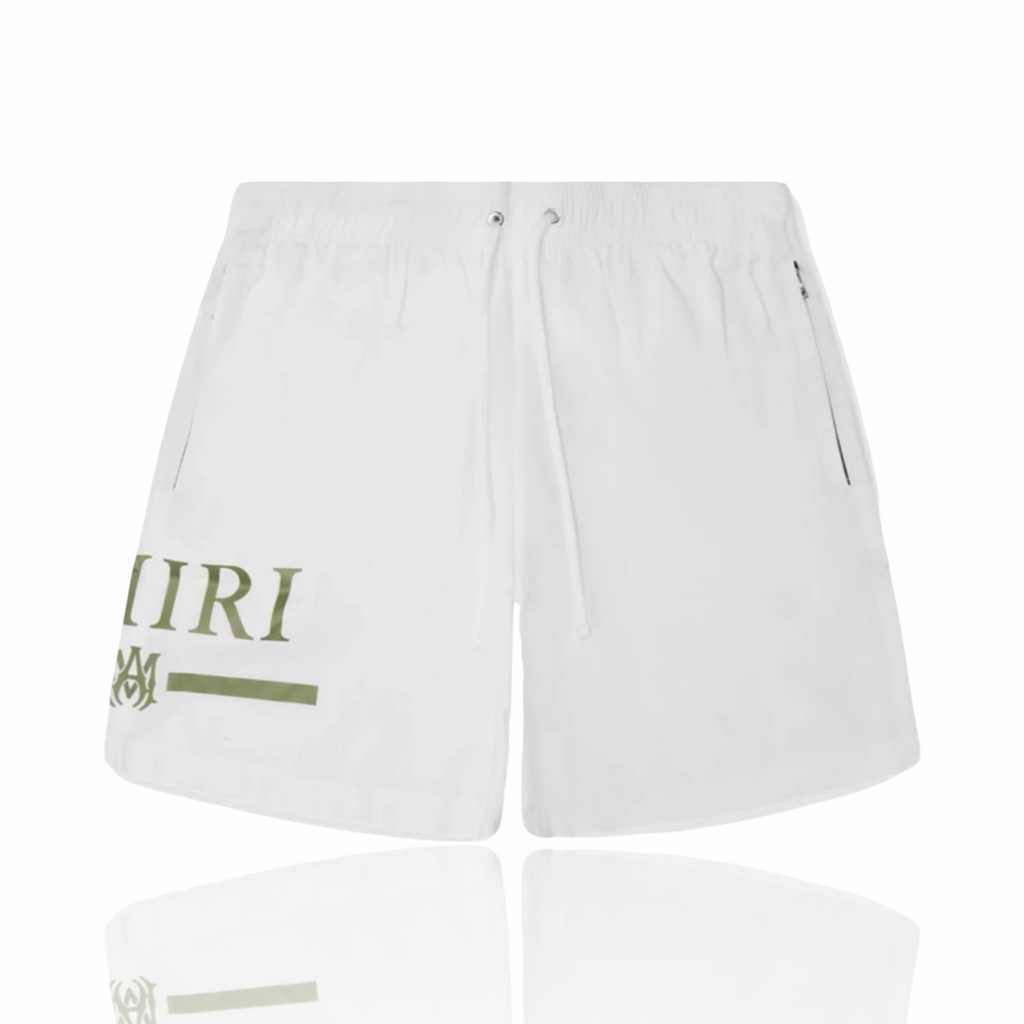 Amiri Logo Printed Swim Shorts White/Olive