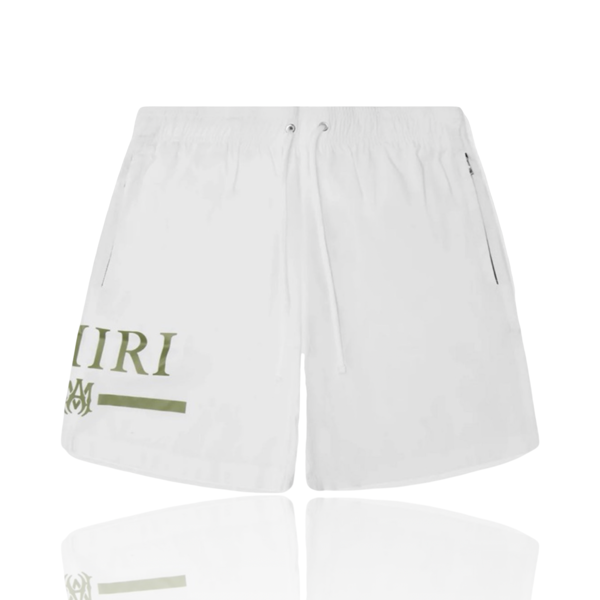 Amiri Logo Printed Swim Shorts White/Olive