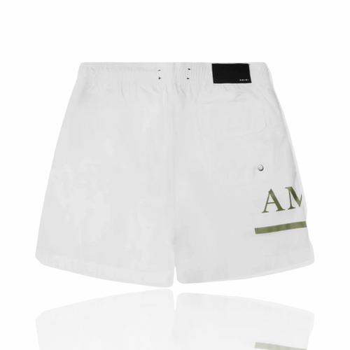 Amiri Logo Printed Swim Shorts White/Olive