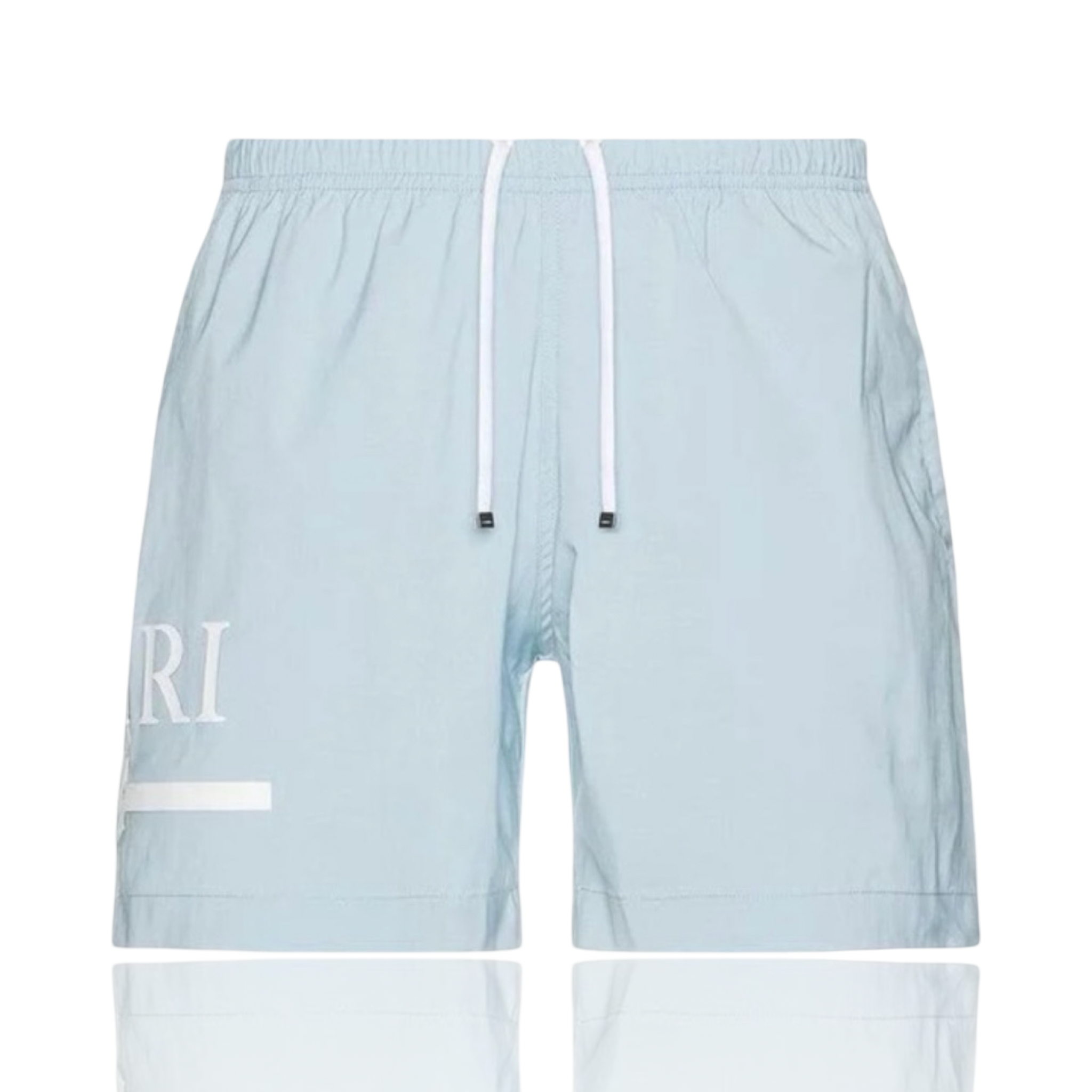 Amiri Ma Bar Logo Swim Shorts Baby Blue/White