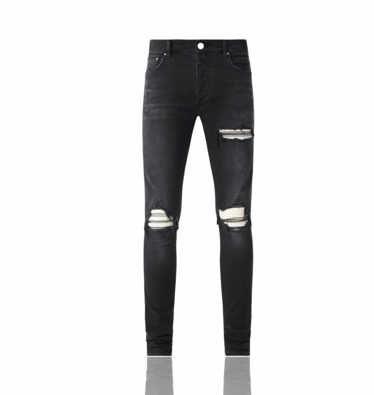 Amiri MX1 Black Suede Patch Denim