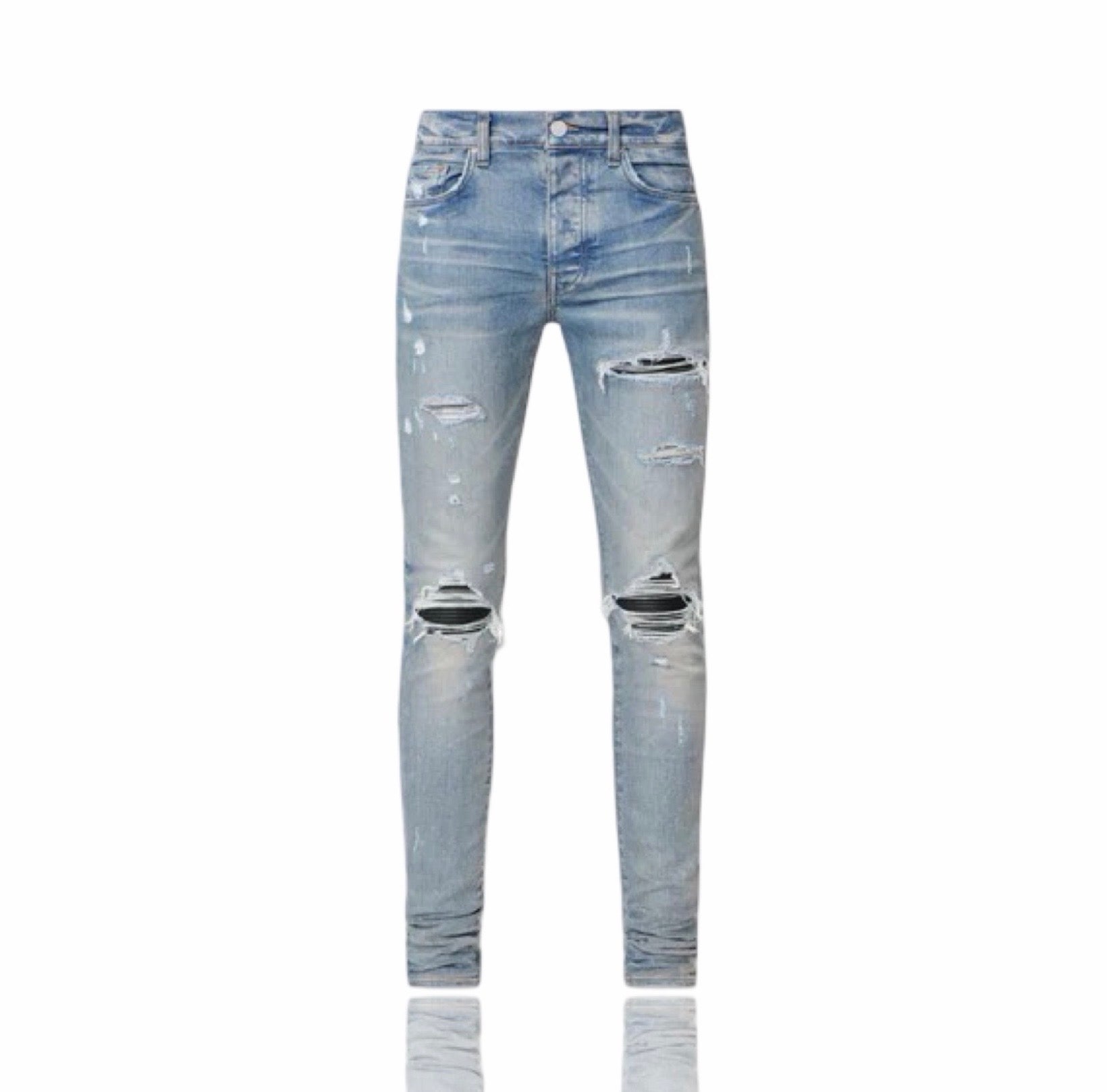 Amiri MX1 Clay Indigo Black Patch Denim