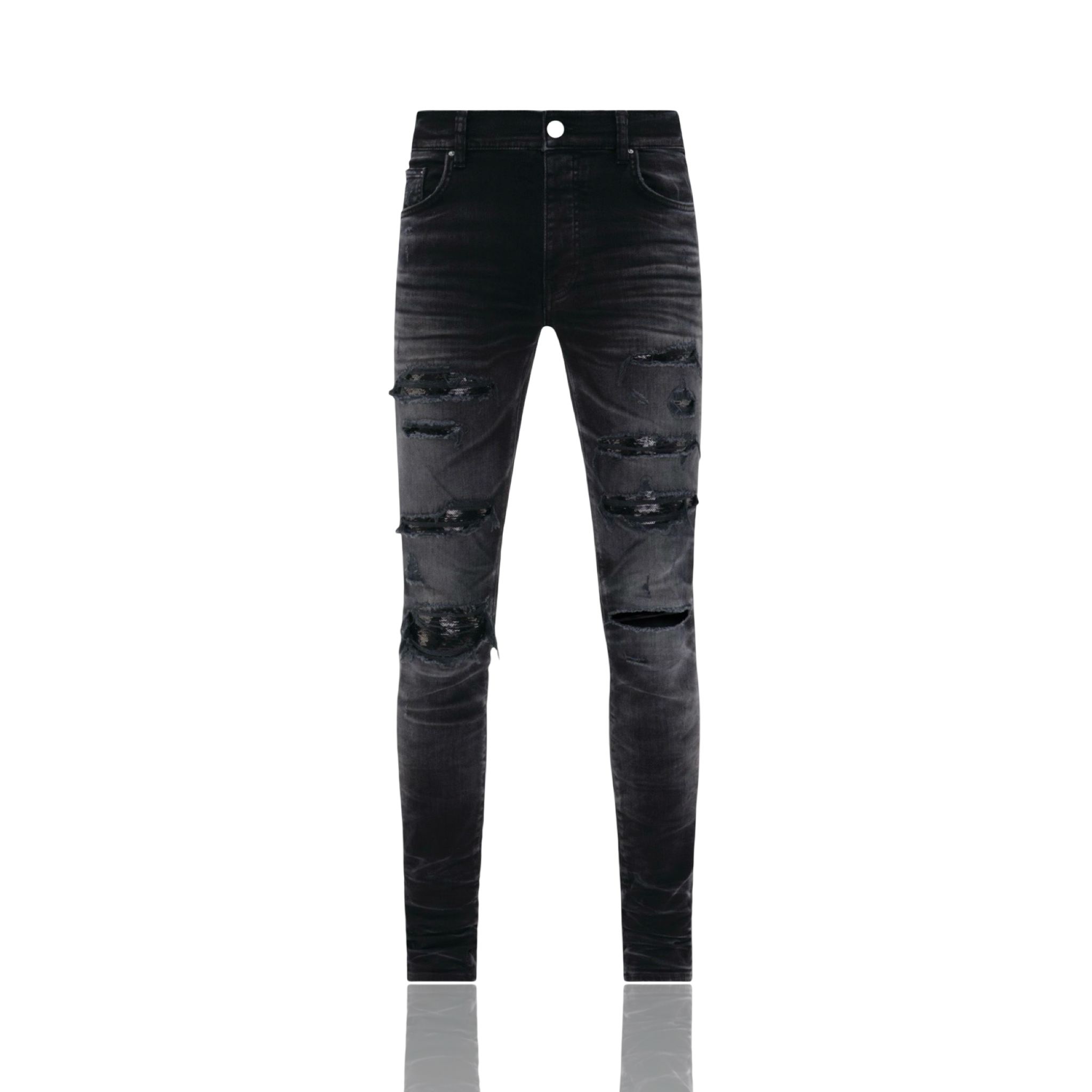 Amiri Sequin Thrasher Black Jeans