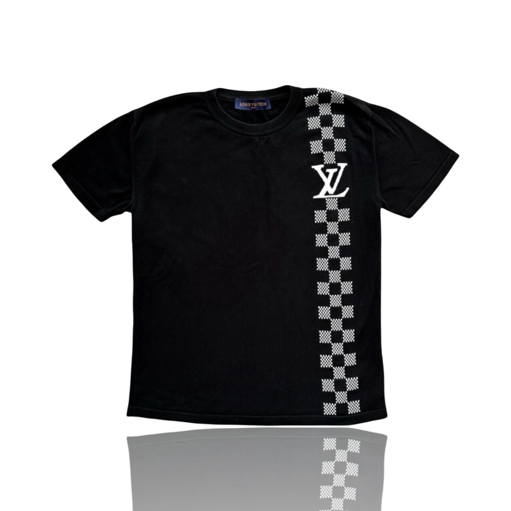 Louis Vuitton Black Intarsia Checkered Logo T-Shirt