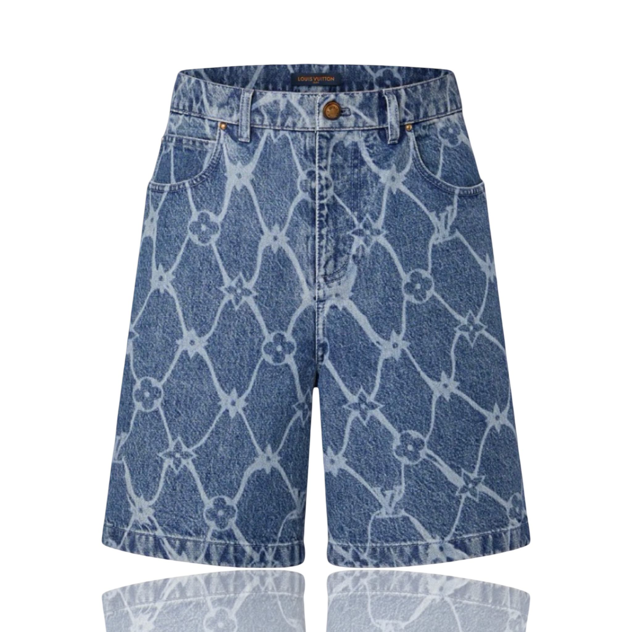 Louis Vuitton Monogram Printed Denim Shorts