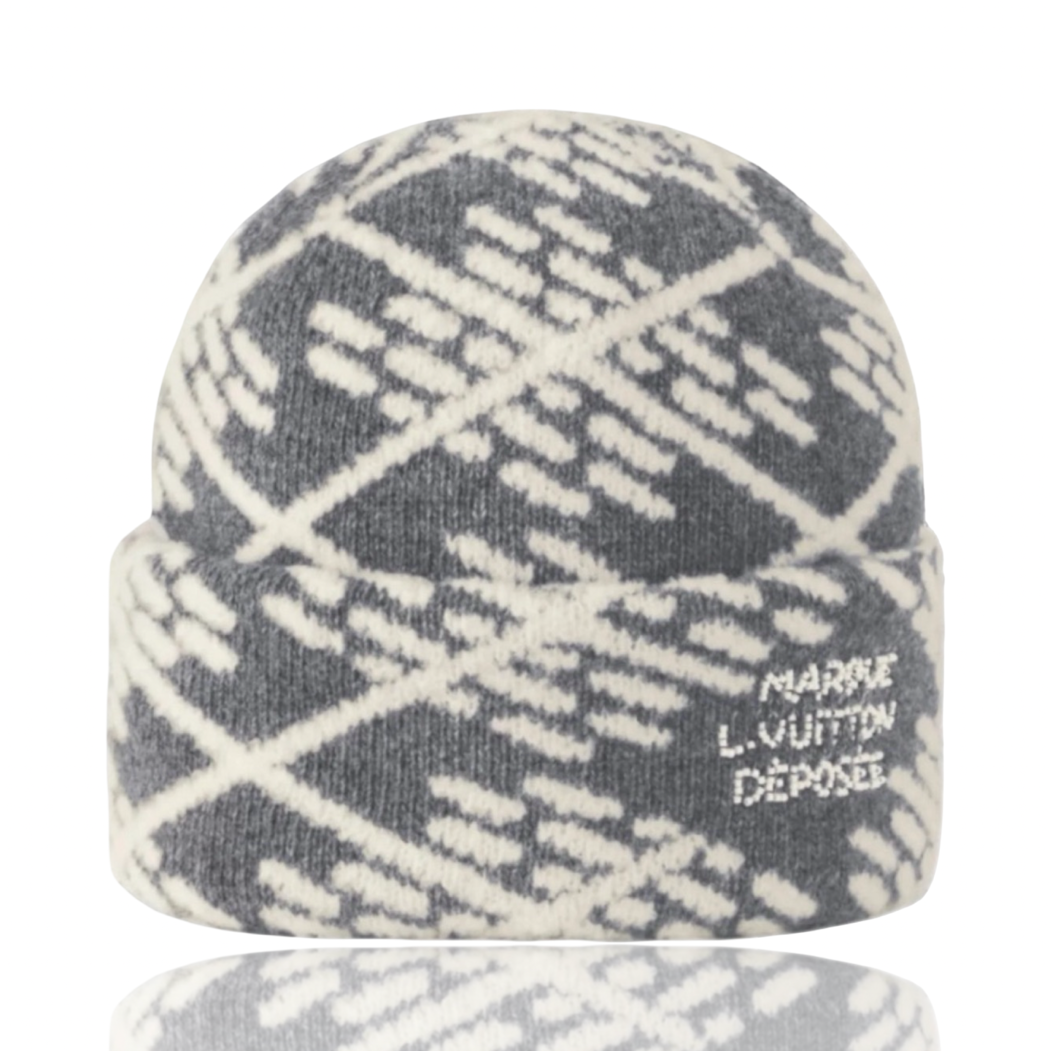 Louis Vuitton 57th Street NYC LV Argyle Beanie Grey