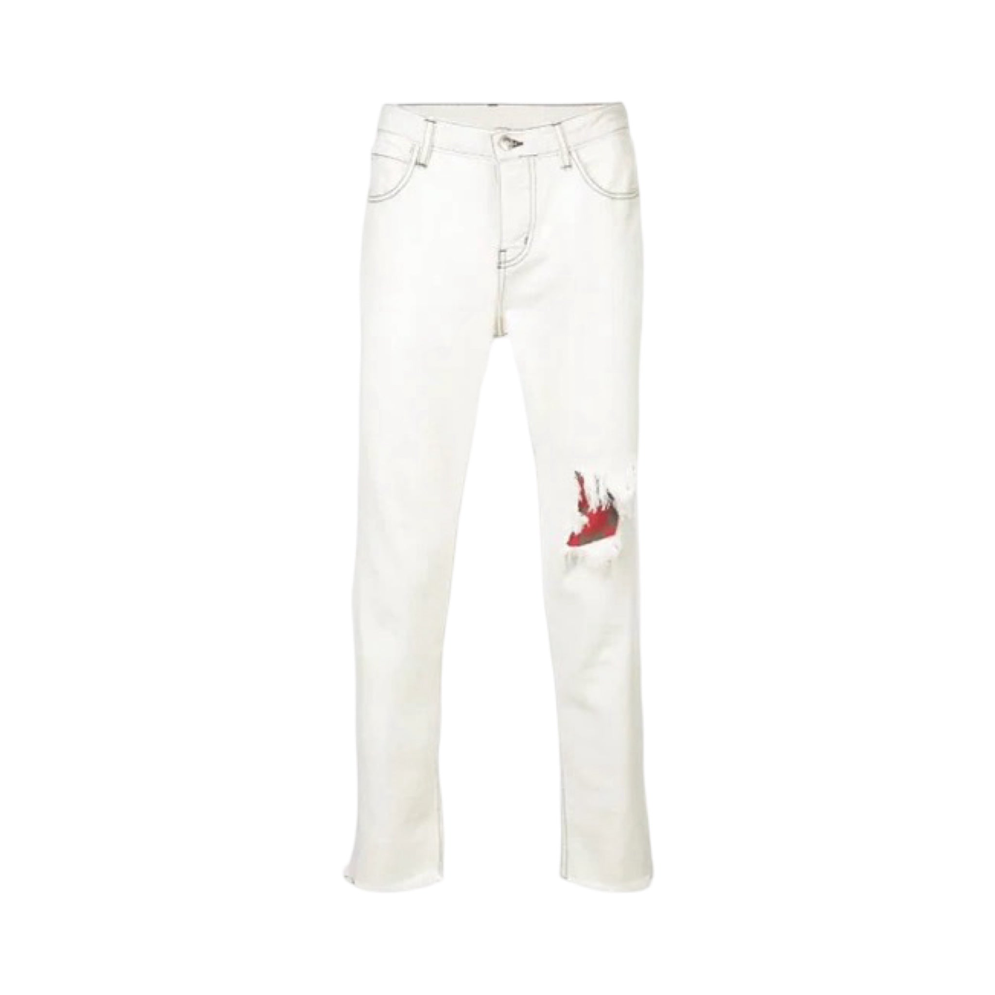 Enfants Riches Déprimés White Plaid Patch Denim Jeans