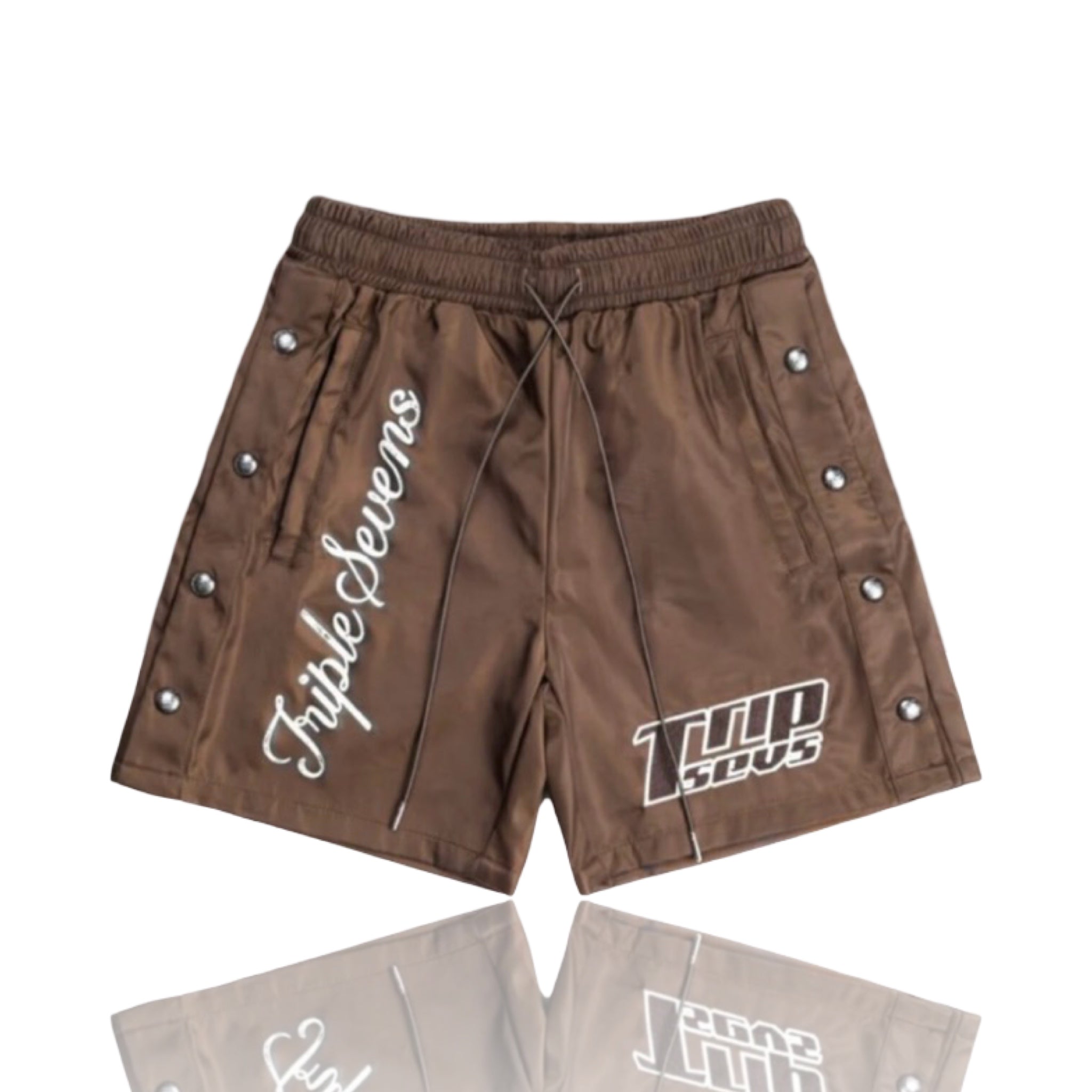 Triple Sevens 07 Nylon Button Up Shorts Brown