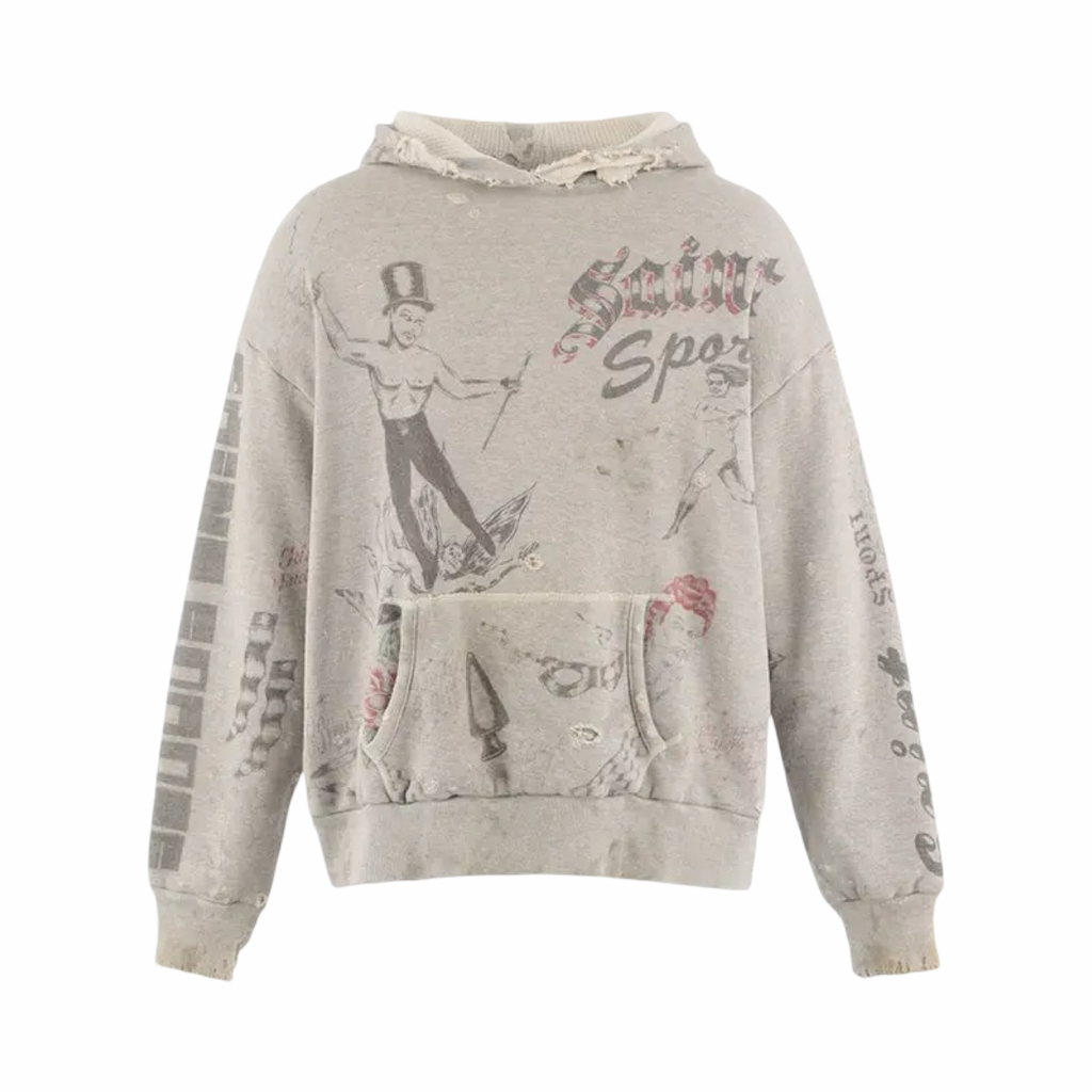 Saint Michael Drawing Hoodie Grey