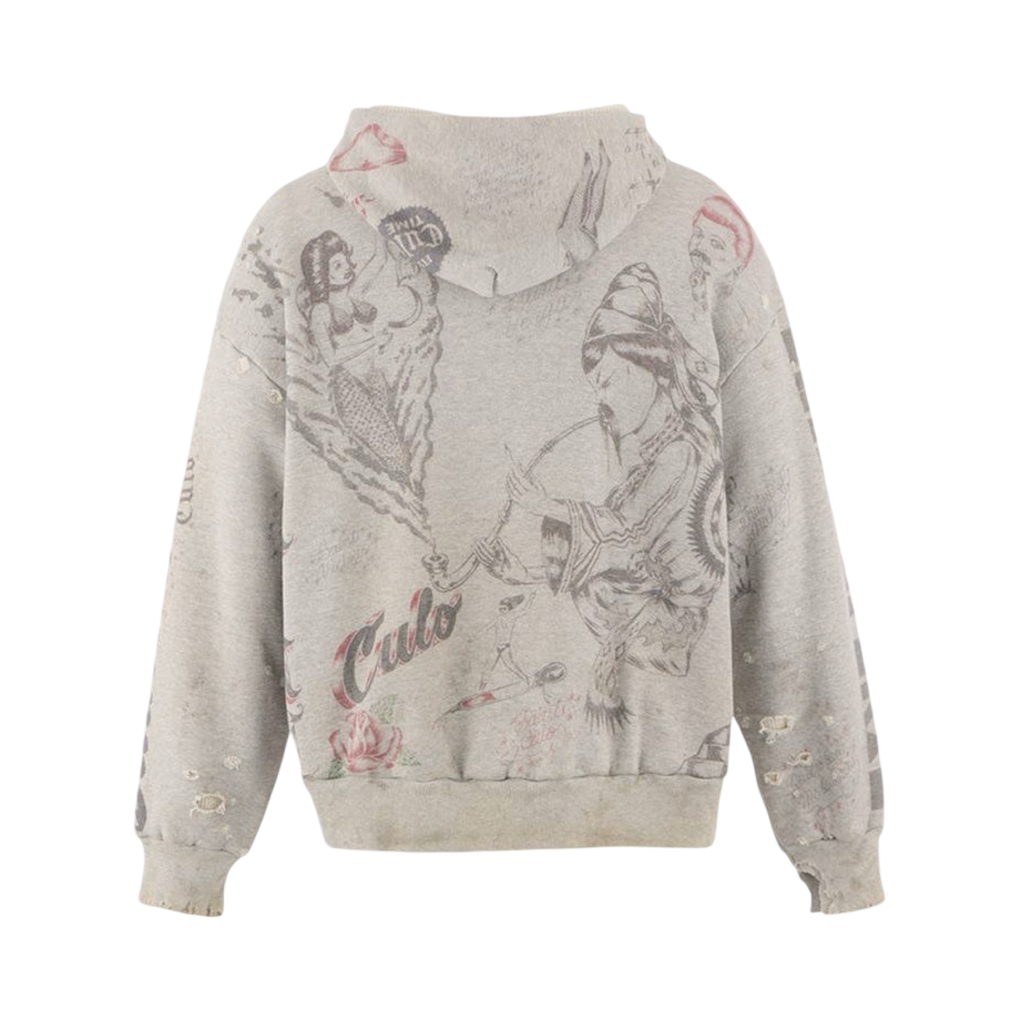 Saint Michael Drawing Hoodie Grey