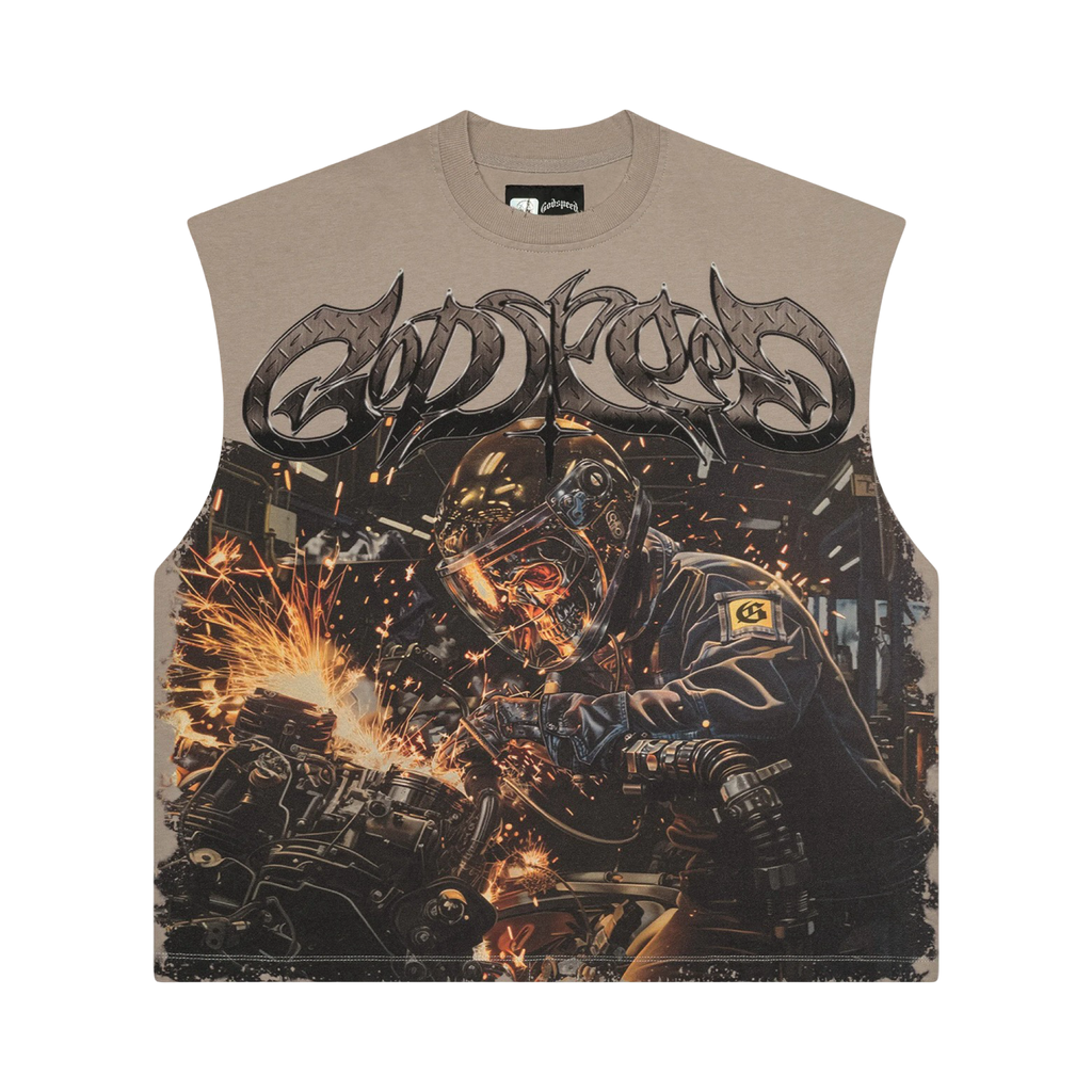 Godspeed Steel Sharpens Steel Sleeveless Slate Grey