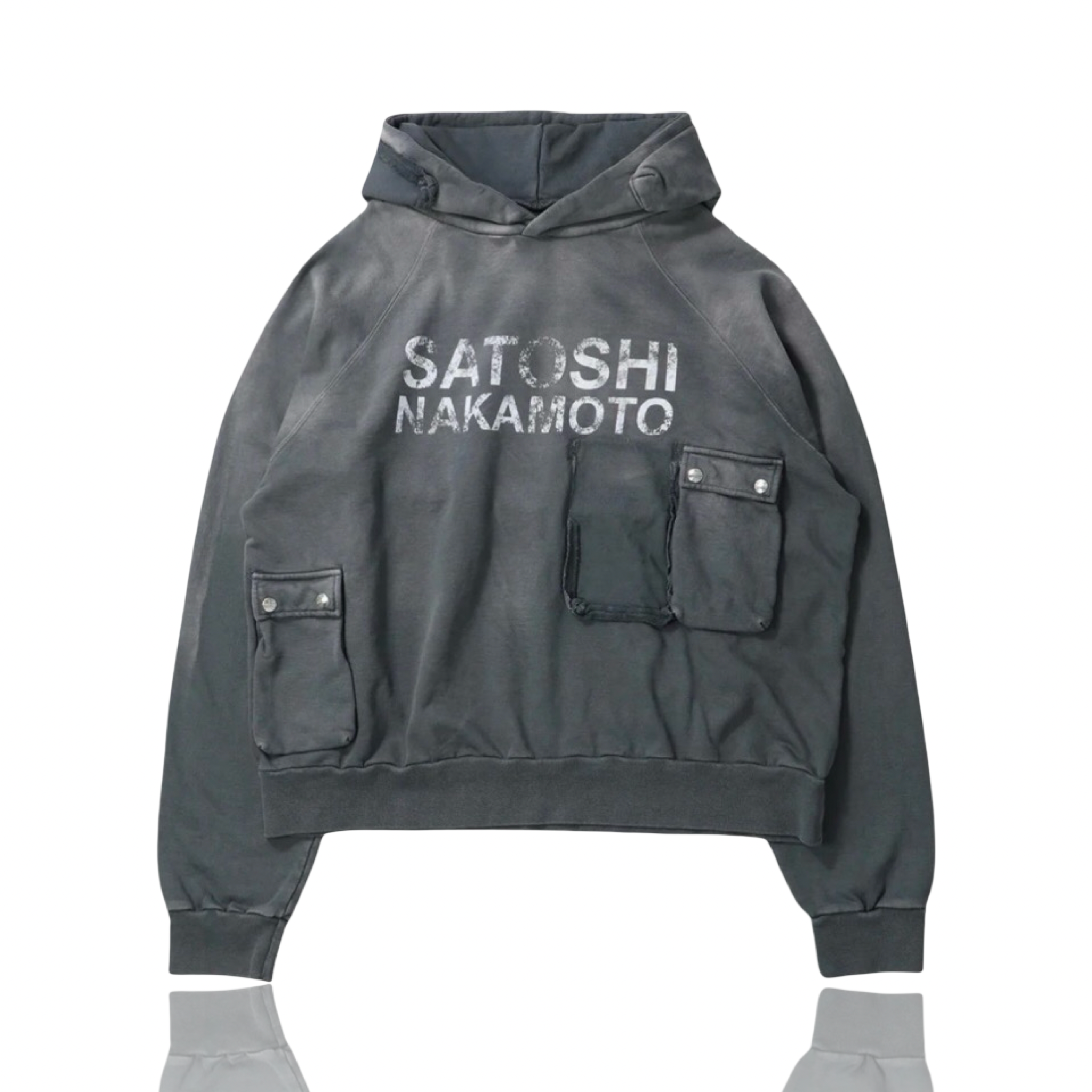 Satoshi Nakamoto Grey  Cargo Oversized Hoodie