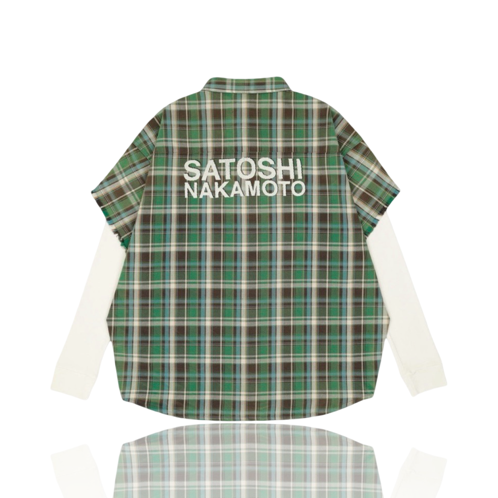 Satoshi Nakamoto Cut Off Flannel Green
