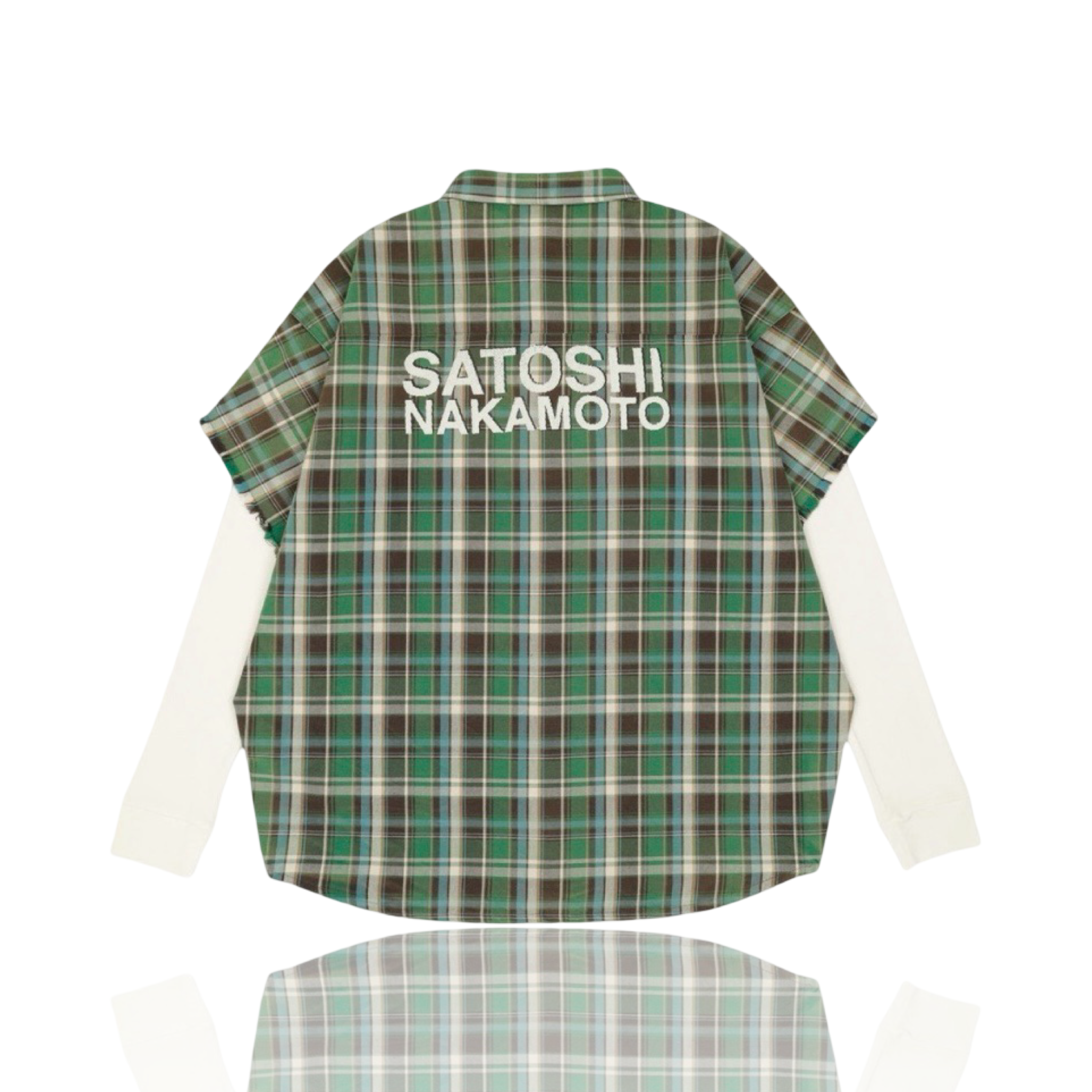Satoshi Nakamoto Cut Off Flannel Green