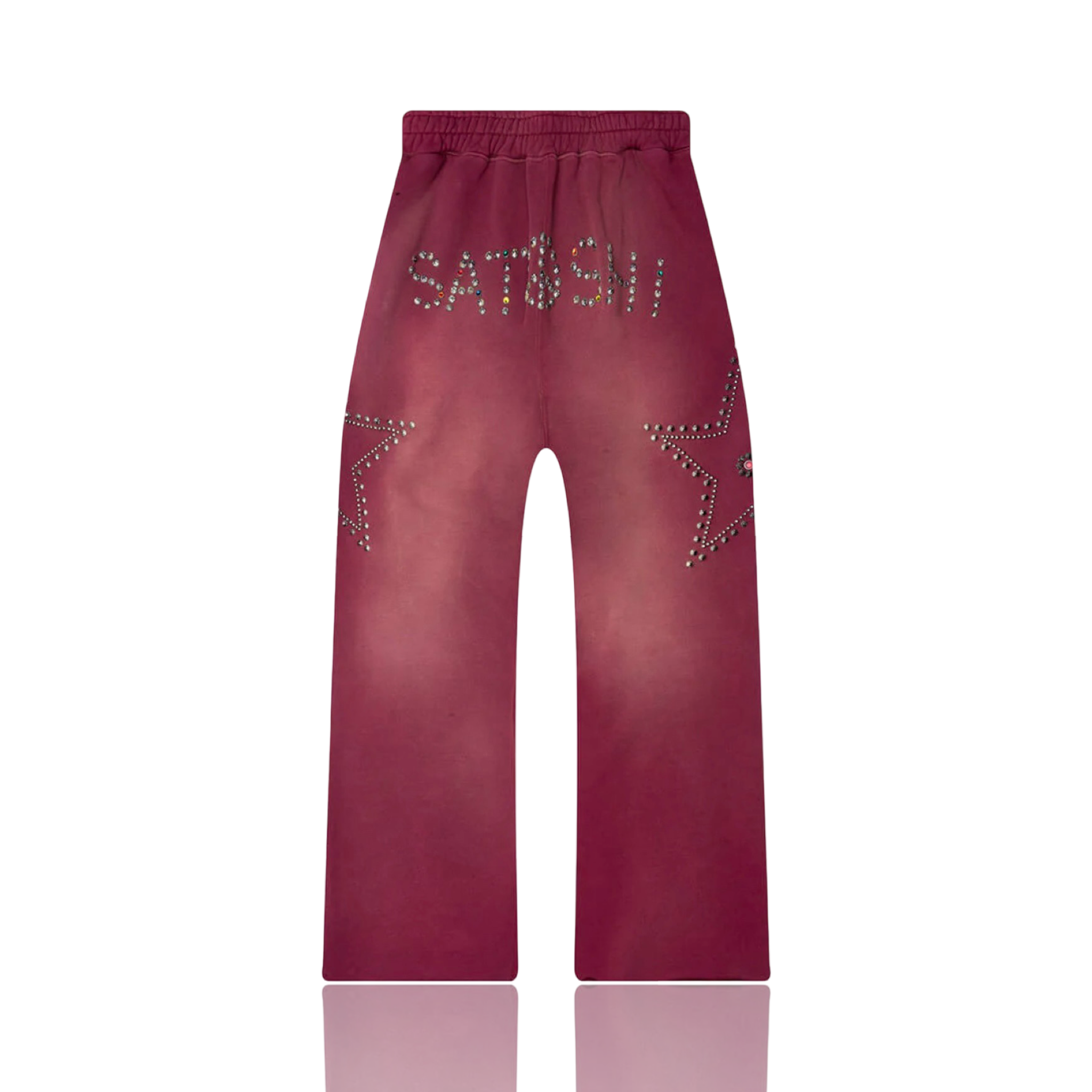 Satoshi Nakamoto Star Studded Sweatpants Burgundy