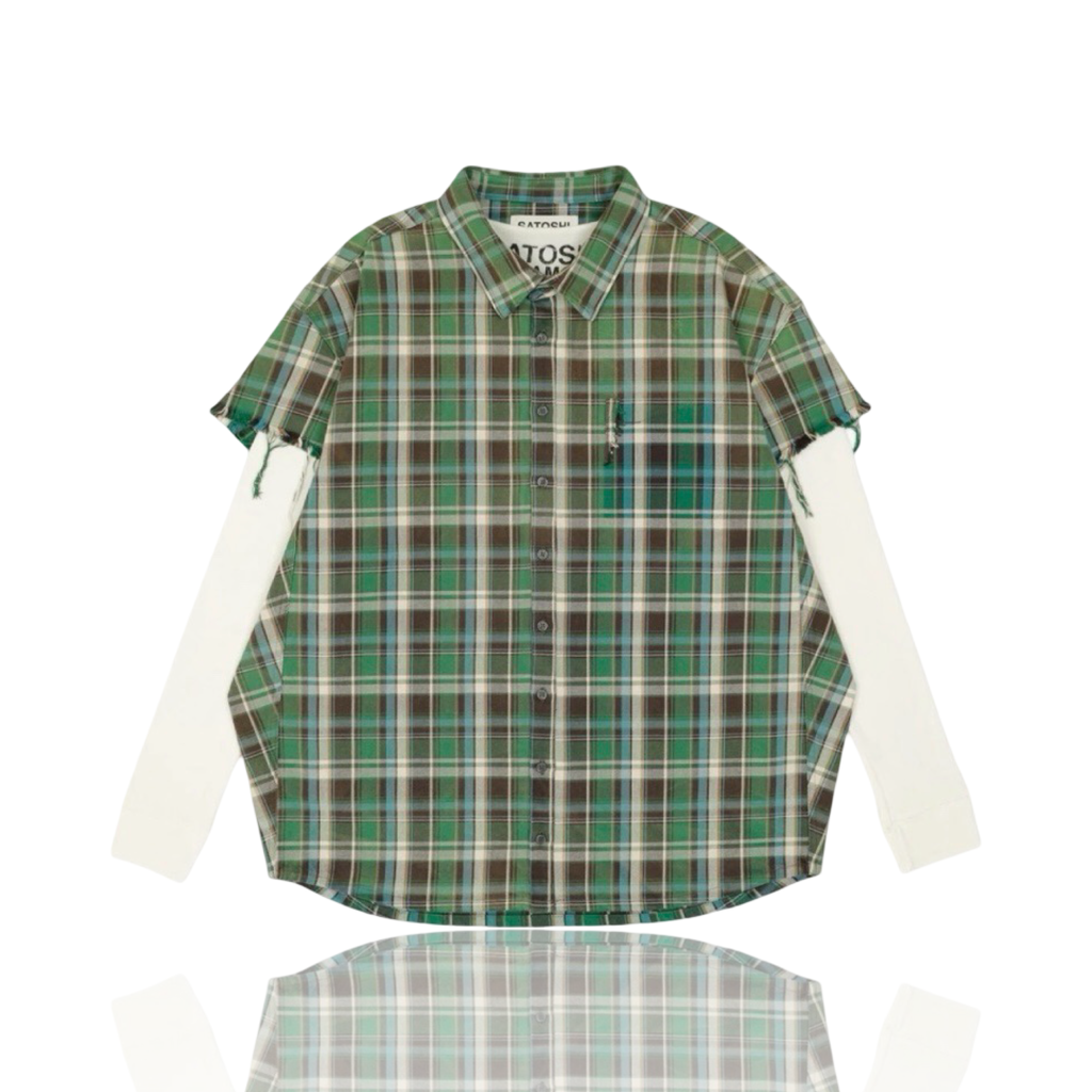 Satoshi Nakamoto Cut Off Flannel Green