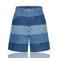 Louis Vuitton Blue Monogram Patchwork Denim Shorts