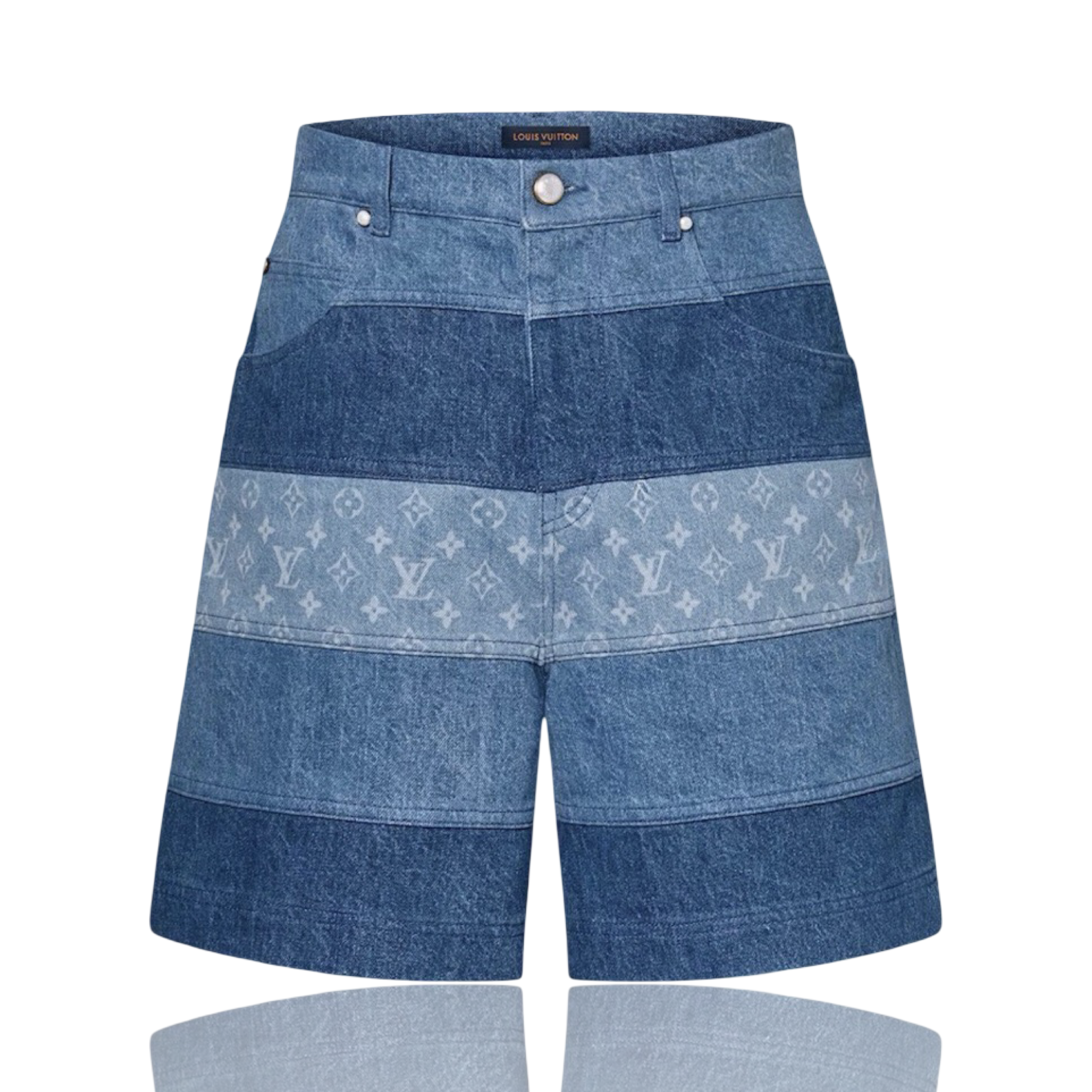 Louis Vuitton Blue Monogram Patchwork Denim Shorts