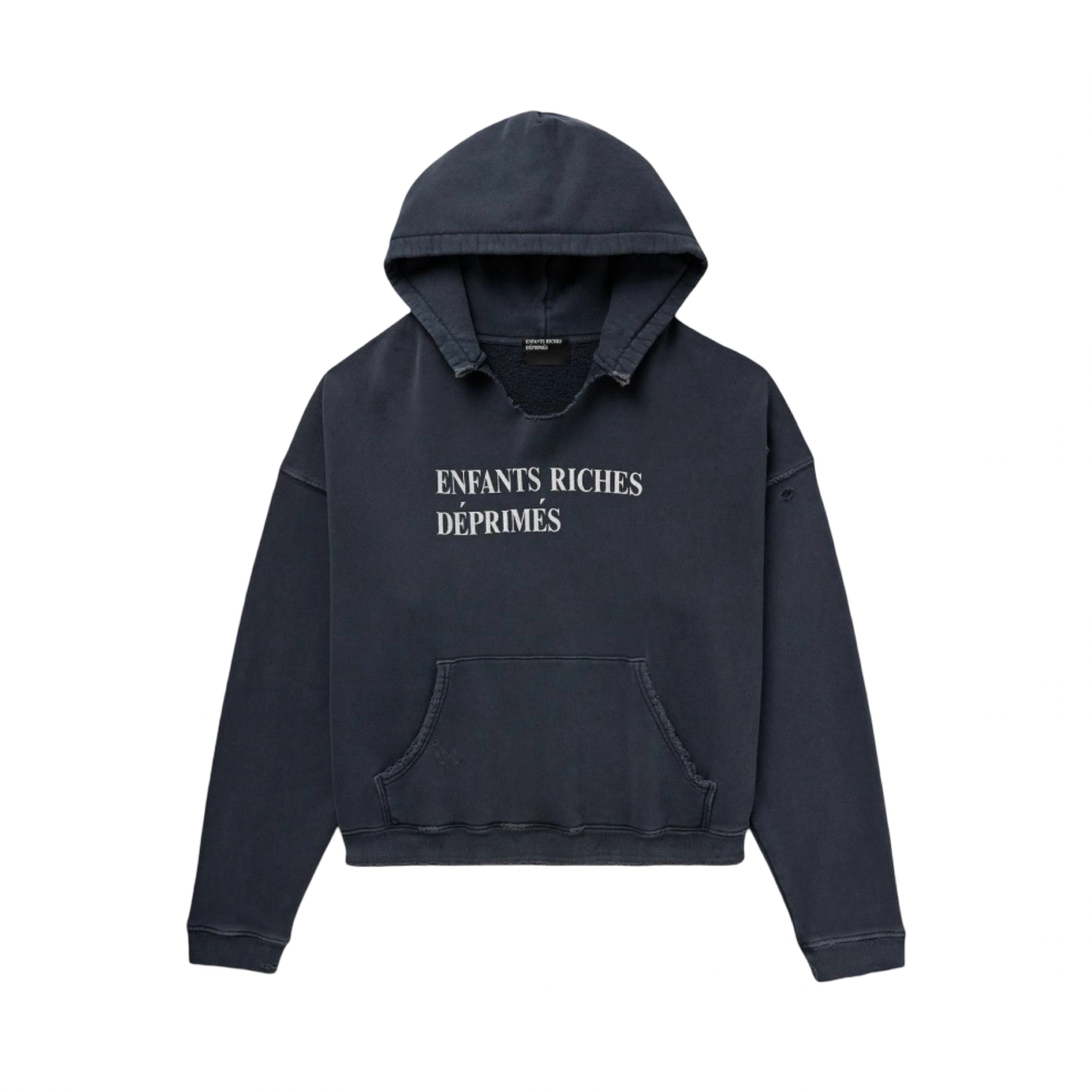 Enfants Riches Déprimés Distressed Logo Hoodie Navy