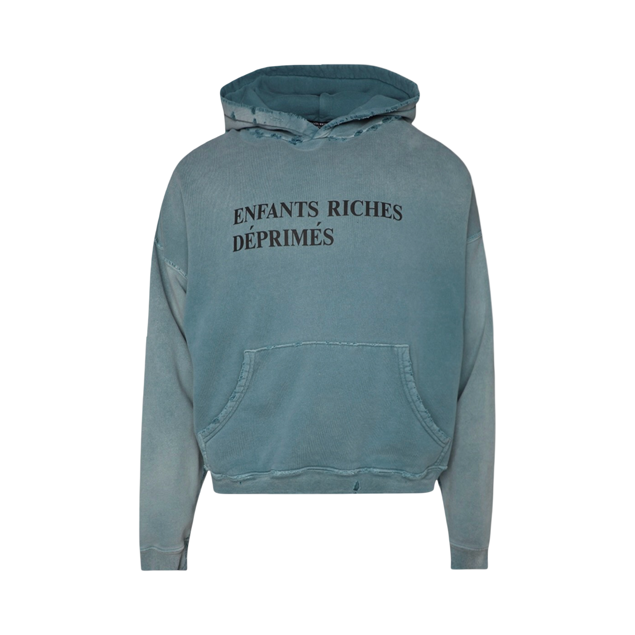 Enfants Riches Déprimés Distressed Faded Classic Logo Hoodie Blue