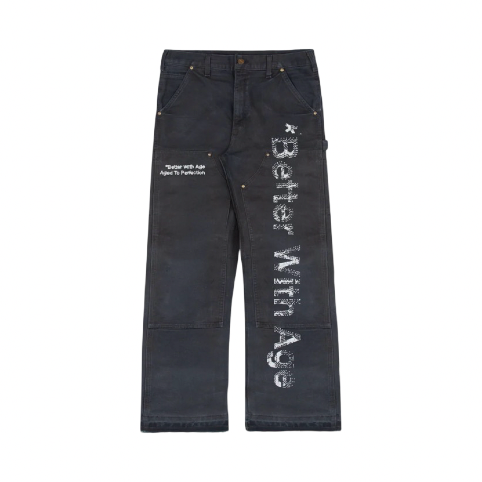 *Better With Age Painter's Hand-Beaded Double Wide Trouser Black