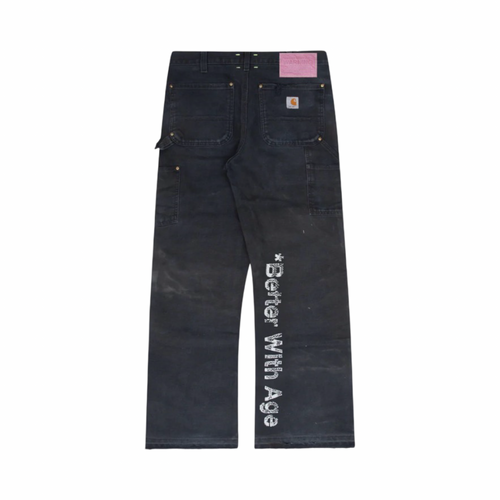 *Better With Age Painter's Hand-Beaded Double Wide Trouser Black