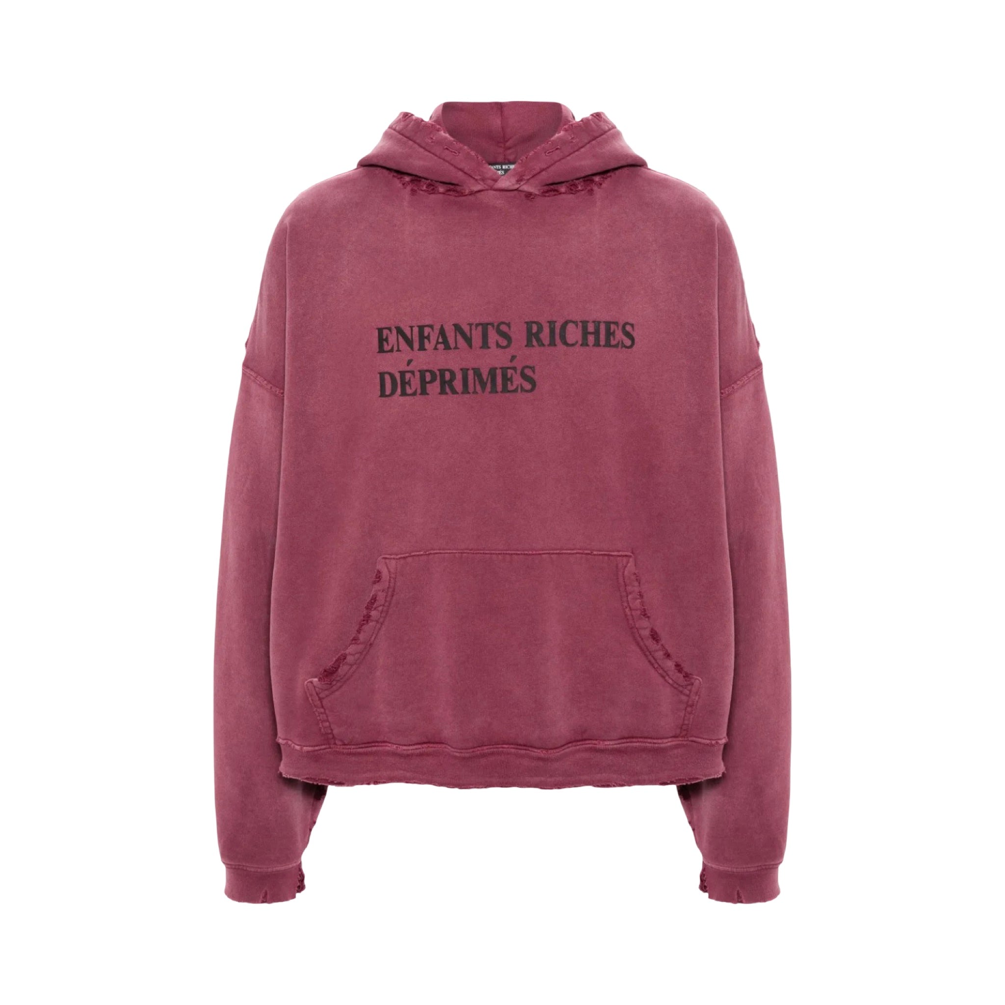 Enfants Riches Déprimés Burgundy Thrashed Logo Hoodie